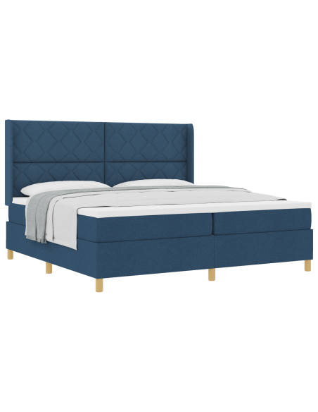 Letto con Box Spring e Materasso Blu - 200x200 cm Tessuto