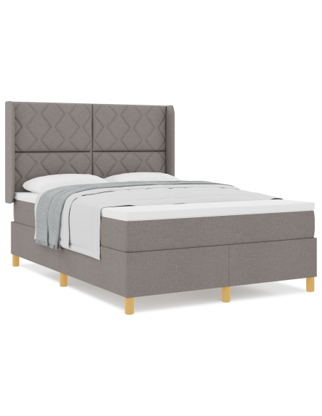 Letto a Rete con Materasso Tortora 160x200 cm Tessuto