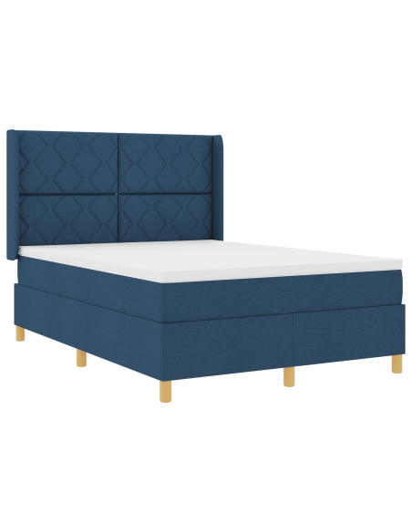 Letto Box Spring con Materasso Blu 160x200 cm Tessuto