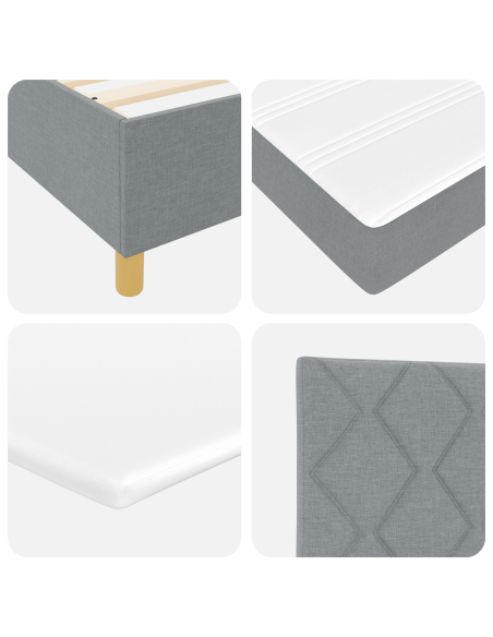 Letto Box Spring con Materasso Grigio Chiaro 180x200 cm Tessuto
