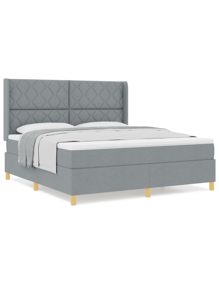 Letto Box Spring con Materasso Grigio Chiaro 180x200 cm Tessuto