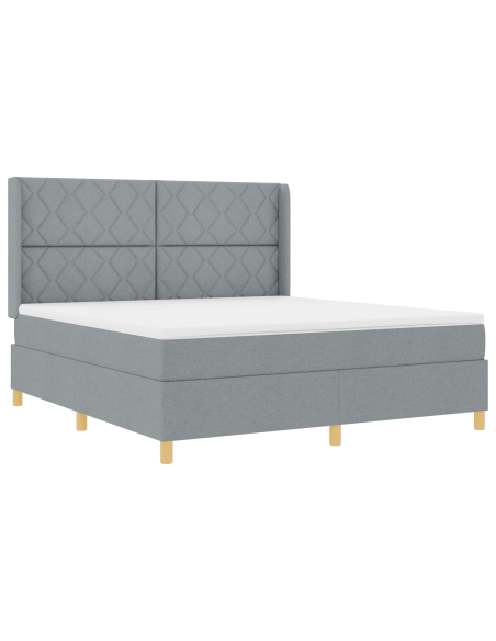 Letto Box Spring con Materasso Grigio Chiaro 180x200 cm Tessuto
