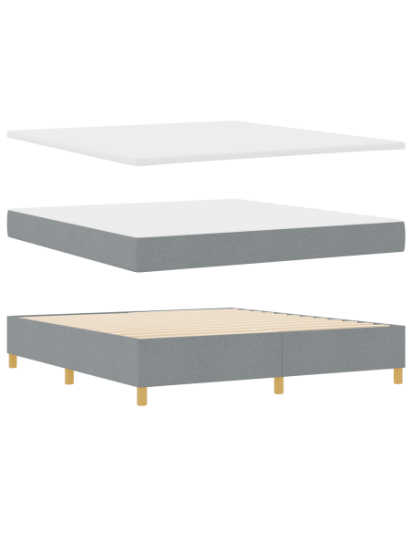 Letto Box Spring con Materasso Grigio Chiaro 180x200 cm Tessuto