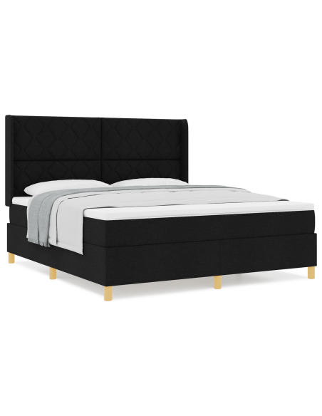 Letto a molla in tessuto nero  con materasso 180x200 cm