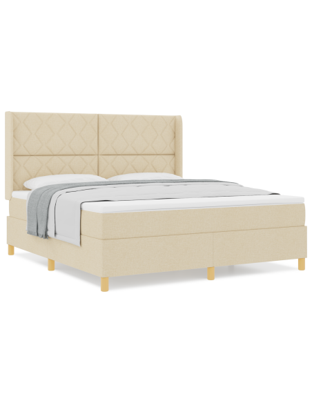 Letto a Molle con Materasso  Crema 180x200 cm Tessuto
