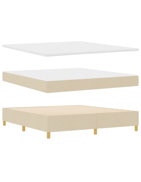 Letto a Molle con Materasso  Crema 180x200 cm Tessuto