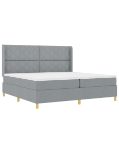 Letto a molle con materasso Grigio chiaro 200 x 200 cm Tessuto 2