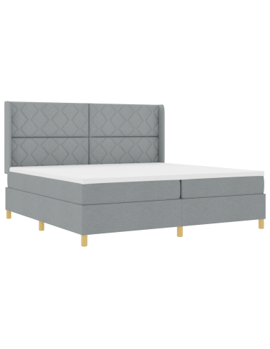 Letto a molle con materasso Grigio chiaro 200 x 200 cm Tessuto
