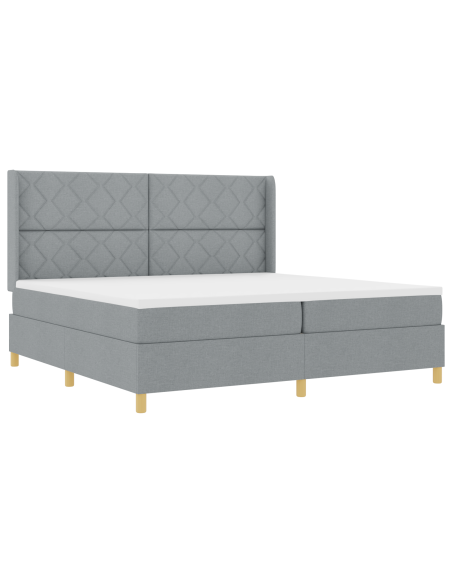Letto a molle con materasso Grigio chiaro 200 x 200 cm Tessuto