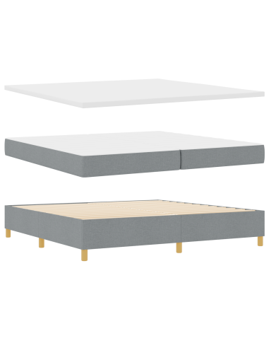 Letto a molle con materasso Grigio chiaro 200 x 200 cm Tessuto