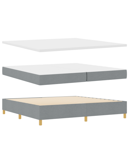 Letto a molle con materasso  Grigio chiaro 200x200 cm Tessuto