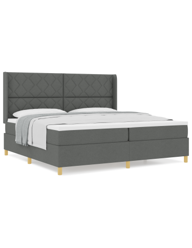 Letto a molle con materasso Grigio scuro 200 x 200 cm Tessuto