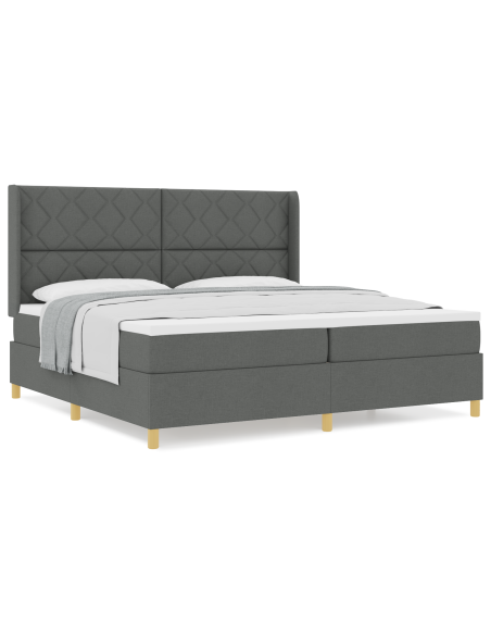 Letto a molle con materasso Grigio scuro 200 x 200 cm Tessuto