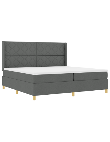 Letto a molle con materasso Grigio scuro 200 x 200 cm Tessuto