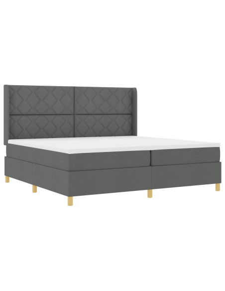 Letto a molle con materasso Grigio scuro 200 x 200 cm Tessuto
