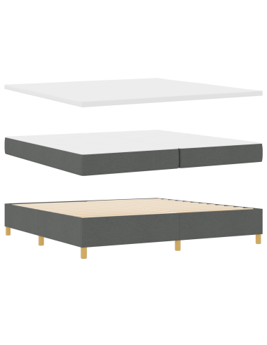 Letto a molle con materasso Grigio scuro 200 x 200 cm Tessuto