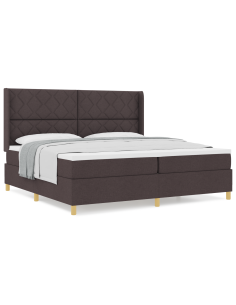 Letto a molle con materasso Marrone Scuro 200 x 200 cm Tessuto 2