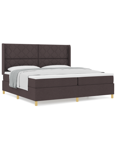 Letto a molle con materasso Marrone Scuro 200 x 200 cm Tessuto