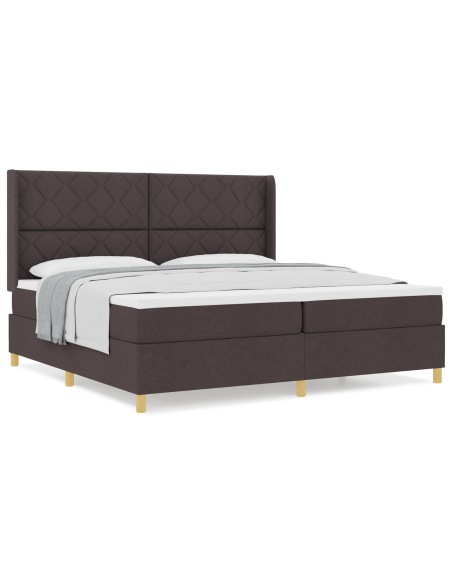 Rete a Molle con Materasso in Marrone Scuro, 200x200 cm Tessuto
