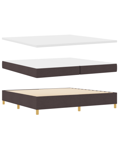 Letto a molle con materasso Marrone Scuro 200 x 200 cm Tessuto