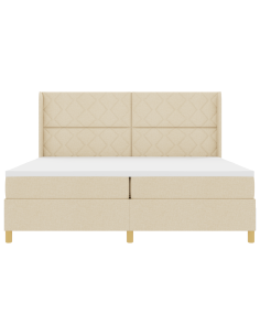 Letto a molle con materasso Crema 200 x 200 cm Tessuto 2