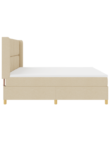 Letto a molle con materasso Crema 200 x 200 cm Tessuto