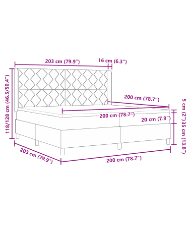 Letto a molle con materasso Blu 200 x 200 cm Tessuto