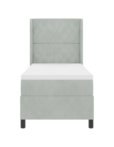 Letto a molle con materasso Grigio chiaro 80 x 200 cm Velluto