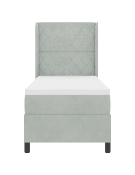 Letto a molle con materasso Grigio chiaro 80 x 200 cm Velluto