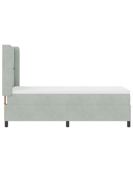 Letto a molle con materasso Grigio chiaro 80 x 200 cm Velluto