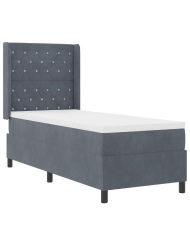 Letto a molle con materasso Grigio scuro 80 x 200 cm Velluto