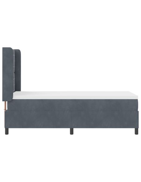 Letto a molle con materasso Grigio scuro 80 x 200 cm Velluto