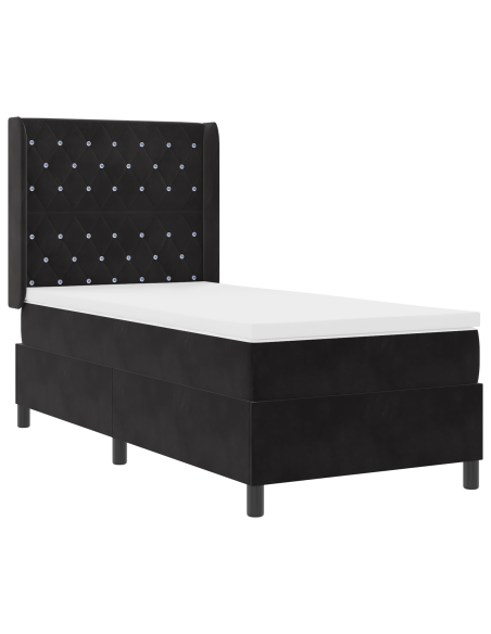 Letto a Molle con Materasso Nero 90x190 cm Velluto