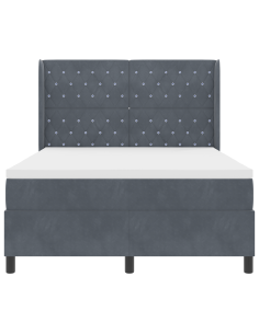 Letto a molle con materasso Grigio scuro 140 x 200 cm Velluto