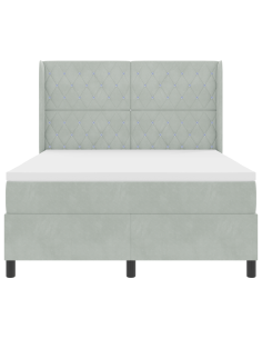 Letto a molle con materasso Grigio chiaro 160 x 200 cm Velluto