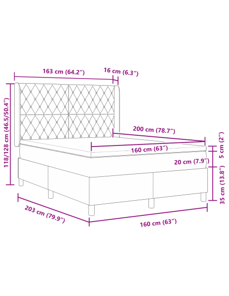 Letto con Rete e Materasso Blu Scuro 160x200 cm Velluto