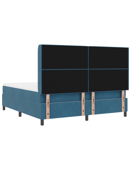 Letto Box Spring con Materasso Blu Scuro 180x200 cm Velluto