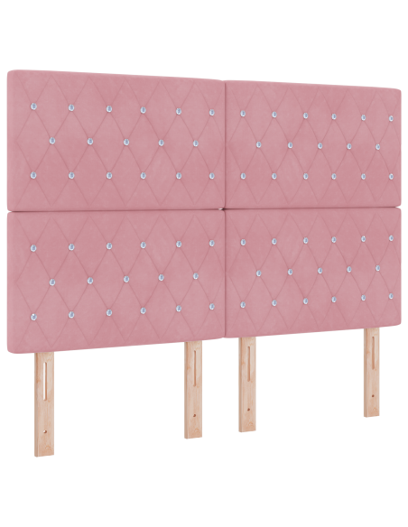 Letto a molle con materasso Rosa 140 x 200 cm Velluto