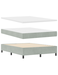 Letto a molle con materasso Grigio chiaro 160 x 200 cm Velluto 2