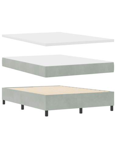 Letto a molle con materasso Grigio chiaro 160 x 200 cm Velluto