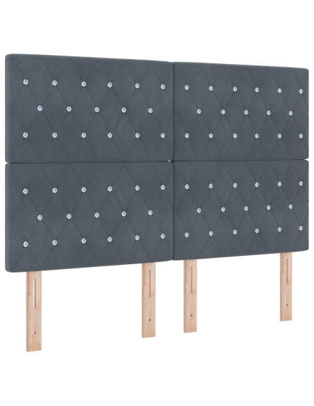Letto a Molle con Materasso Grigio Scuro 160x200 cm in Velluto