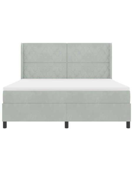 Letto a Box con Materasso Grigio Chiaro 180x200 cm Velluto
