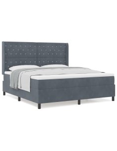 Letto a molle con materasso Grigio scuro 180 x 200 cm Velluto 2