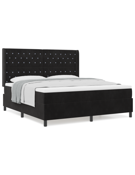 Letto a Molle con Materasso Nero 180x200 cm Velluto