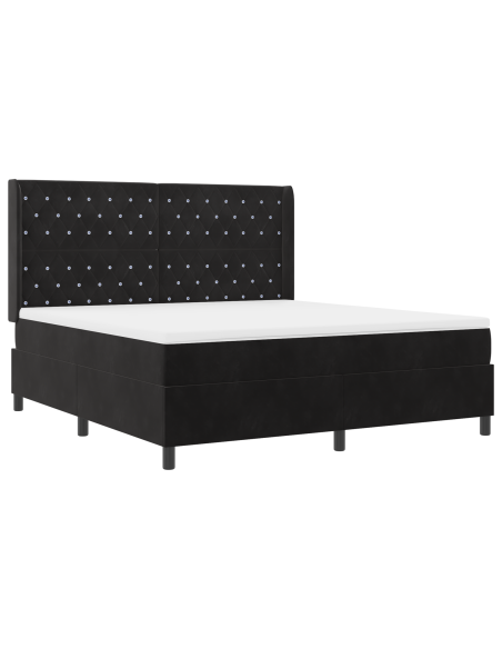 Letto a Molle con Materasso Nero 180x200 cm Velluto
