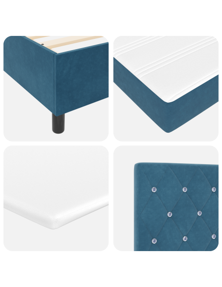 Letto Box Spring con Materasso Blu Scuro 180x200 cm Velluto