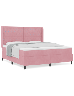 Letto a molle con materasso Rosa 180 x 200 cm Velluto 2
