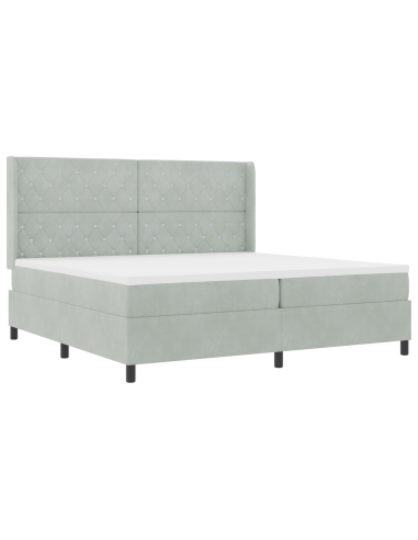 Letto a molle con materasso Grigio chiaro 200 x 200 cm Velluto