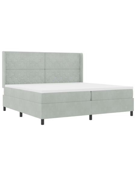 Letto a molle con materasso Grigio chiaro 200 x 200 cm Velluto
