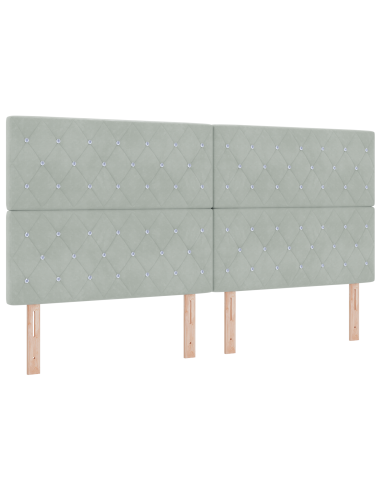 Letto a molle con materasso Grigio chiaro 200 x 200 cm Velluto